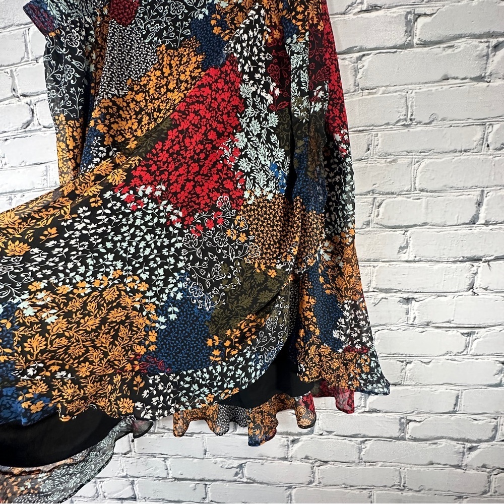 Maurices Floral Patchwork Maxi Skirt 4X Multicolor Faux Wrap Boho Western - Picture 5 of 11